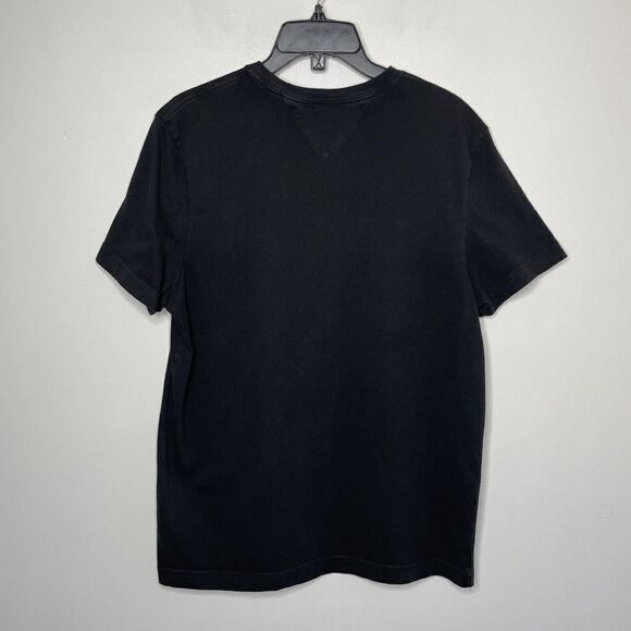 TOMMY HILFIGER Shirt Mens Small S Black Embroidered Spellout Logo Tee Cotton - Picture 4 of 8